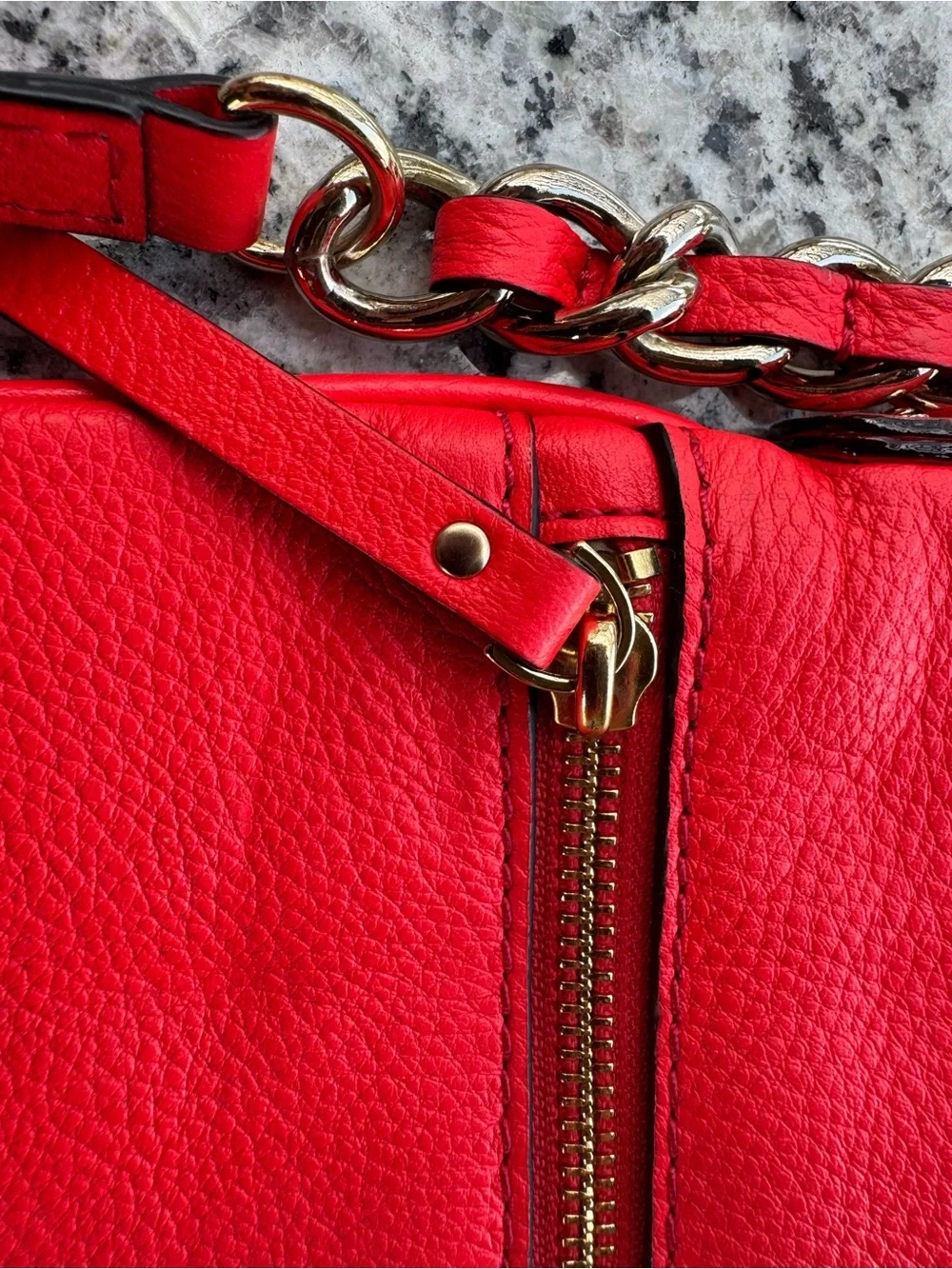 kate spade Red Pebbled Leather Crossbody Bag with Gold Hardware